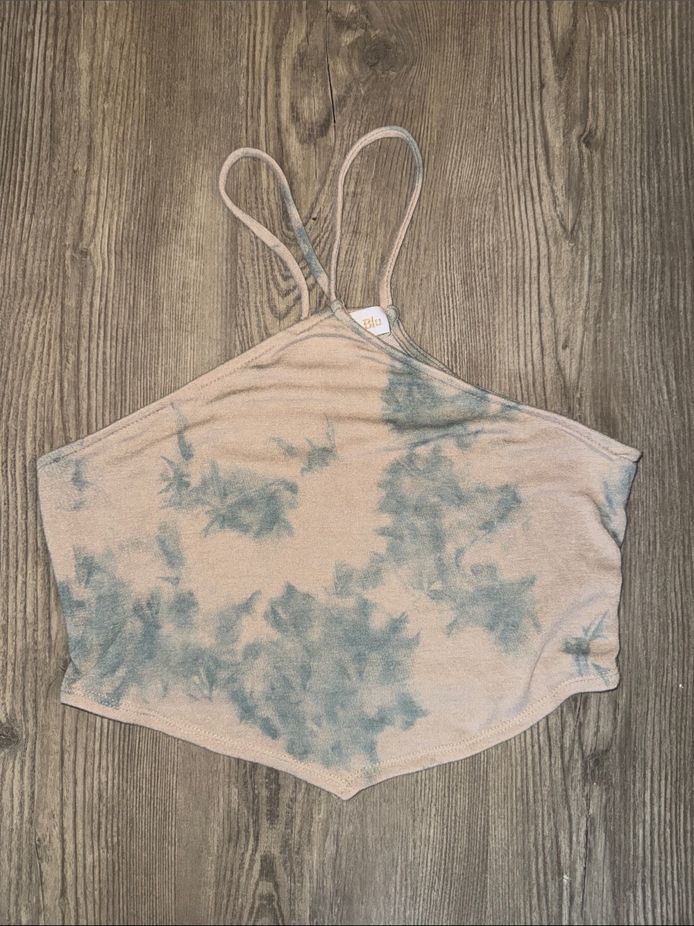 Endless Blu Tie-Dye Halter Crop Top - Blue Cream